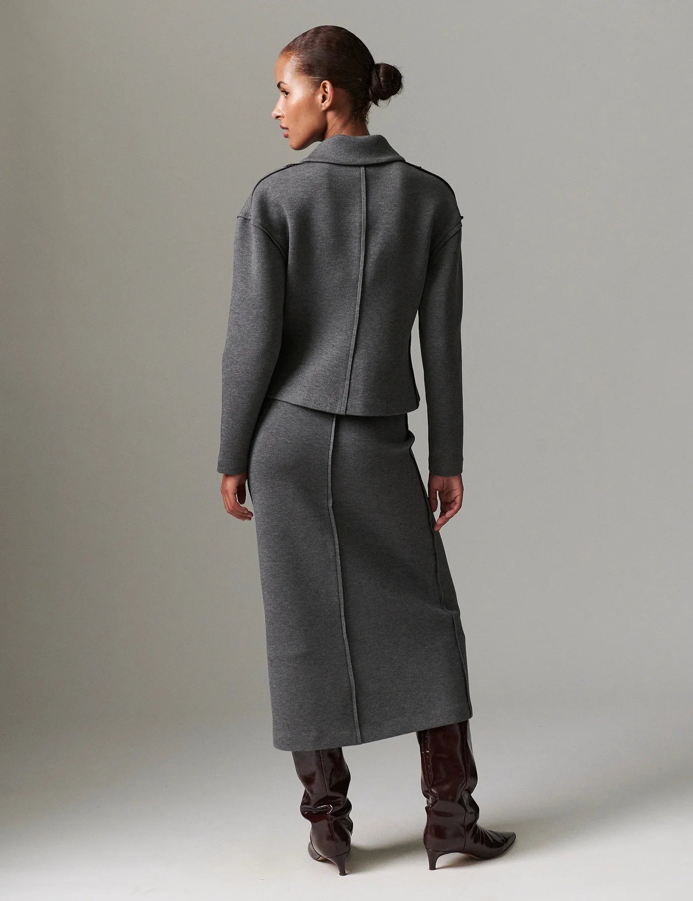 Suzie Scuba nederdel - Medium Grey Melange